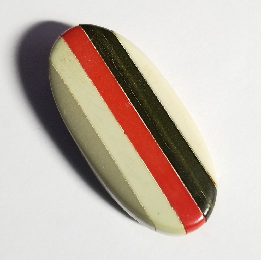 Vintage  dress clip fur clip laminated  Agrippa clips Depose art deco striped